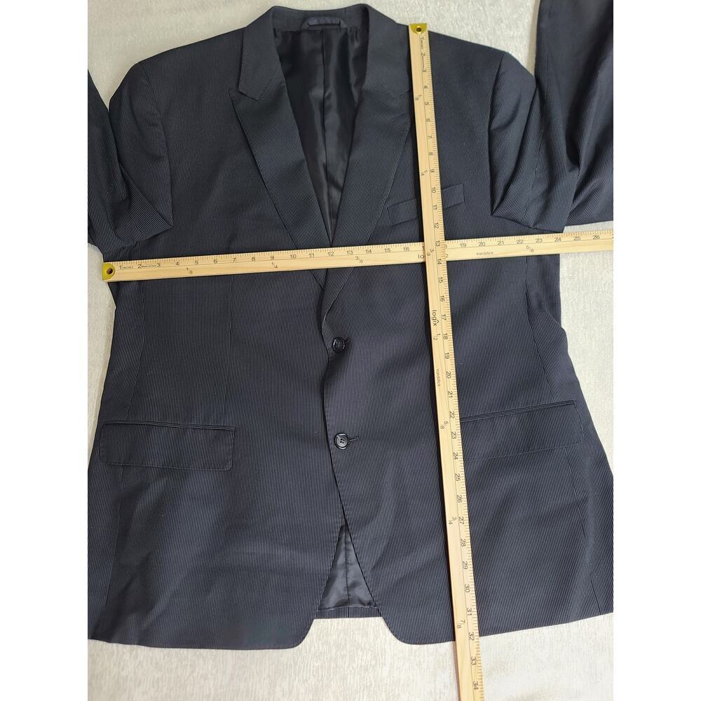 Sean John Navy blue pinstripe suit 48R Classic Boxy board room wedding guest - Picture 3 of 8